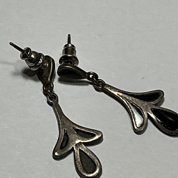 Vintage Sterling Silver Art Deco Style Dangle/Drop Earrings W/ Black Onyx. 1.5” - Picture 7 of 7